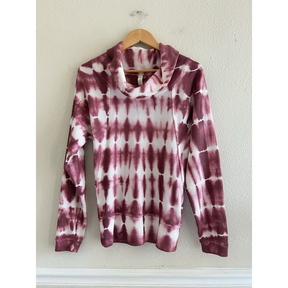 Anthropologie Pilcro Tie-Dye Cowl Neck Waffle Knit Top Size XS Boho Grunge